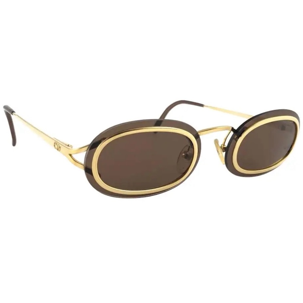 Vintage Christian Dior 2970 Oval Small Gold Optyl Sunglasses